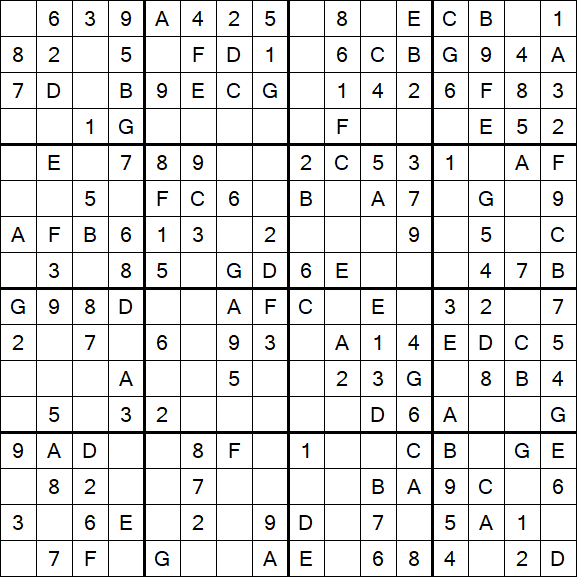 Sudoku 16x16 - Einfach