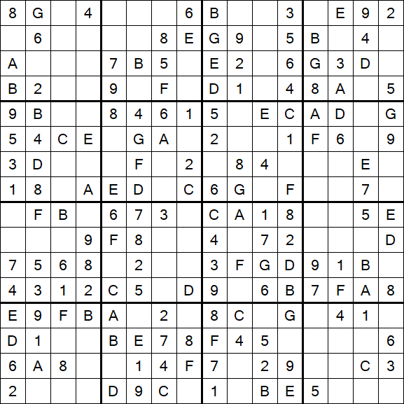 Sudoku 16x16 - Einfach