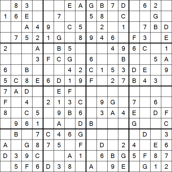 Sudoku 16x16 - Easy