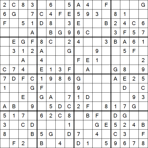 Sudoku 16x16 - Easy