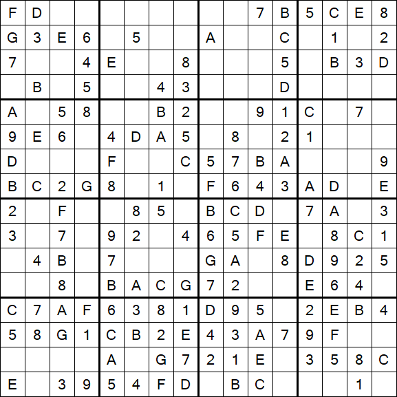 Sudoku 16x16 - Easy