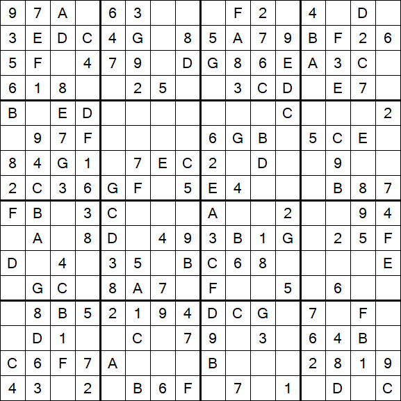 Sudoku 16x16 - Easy