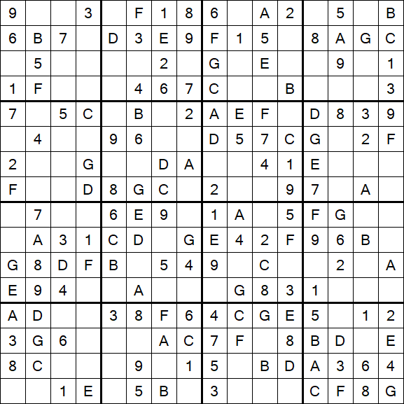 Sudoku 16x16 - Easy