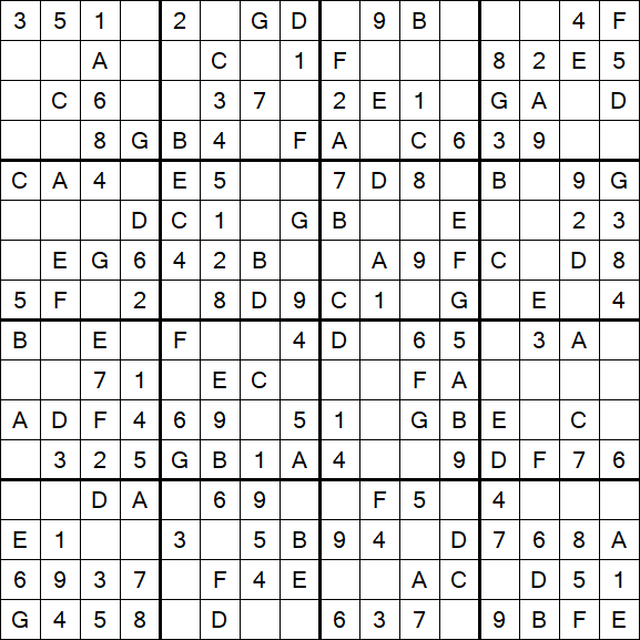 Sudoku 16x16 - Easy