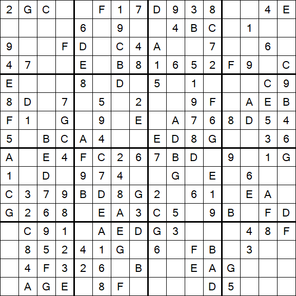 Sudoku 16x16 - Simple