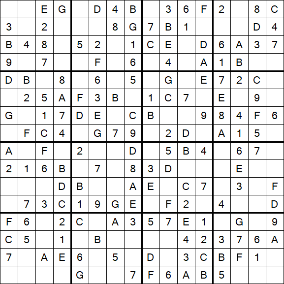 Sudoku 16x16 - Easy
