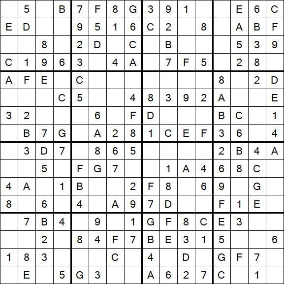 Sudoku 16x16 - Easy