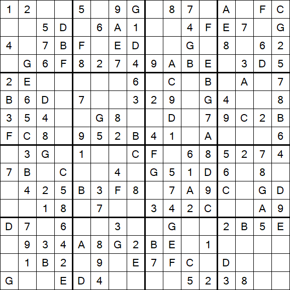 Sudoku 16x16 - Easy