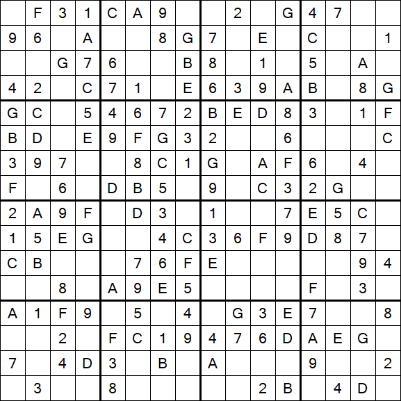 Sudoku 16x16 - Easy