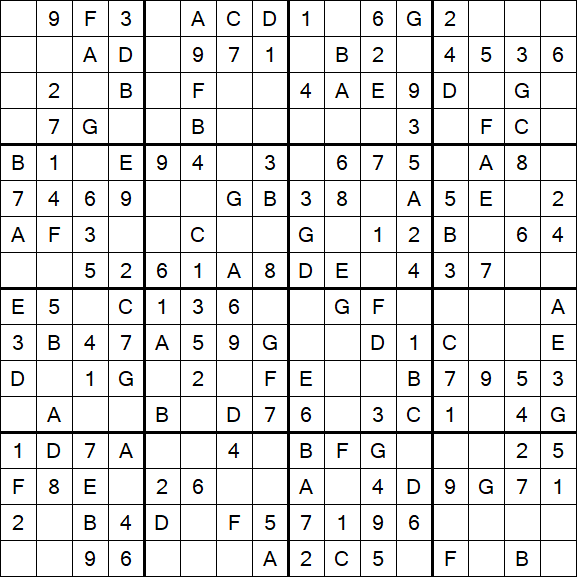 Sudoku 16x16 - Easy