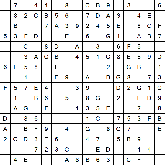 Sudoku 16x16 - Easy