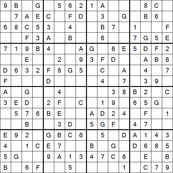 Sudoku 16x16 - Einfach