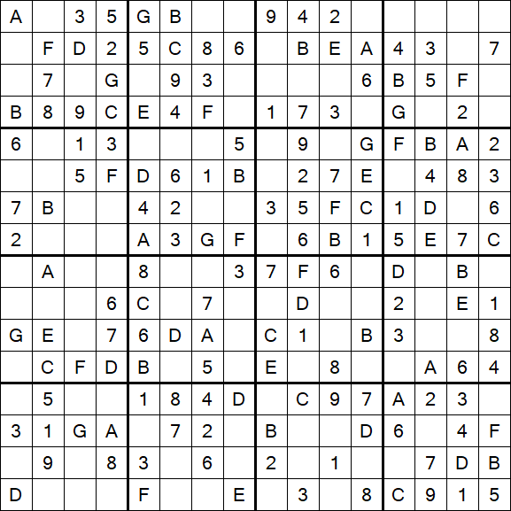 Sudoku 16x16 - Einfach