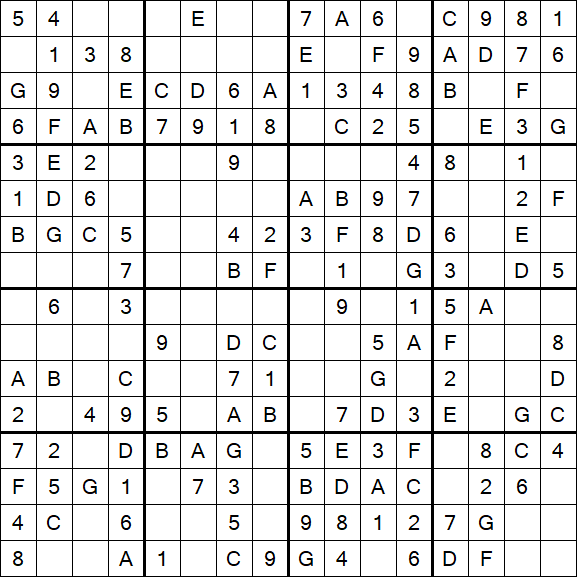 Sudoku 16x16 - Einfach