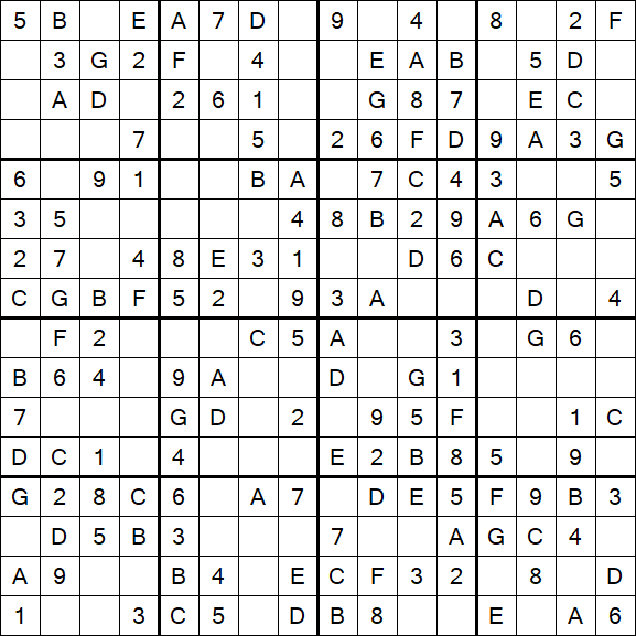 Sudoku 16x16 - Einfach