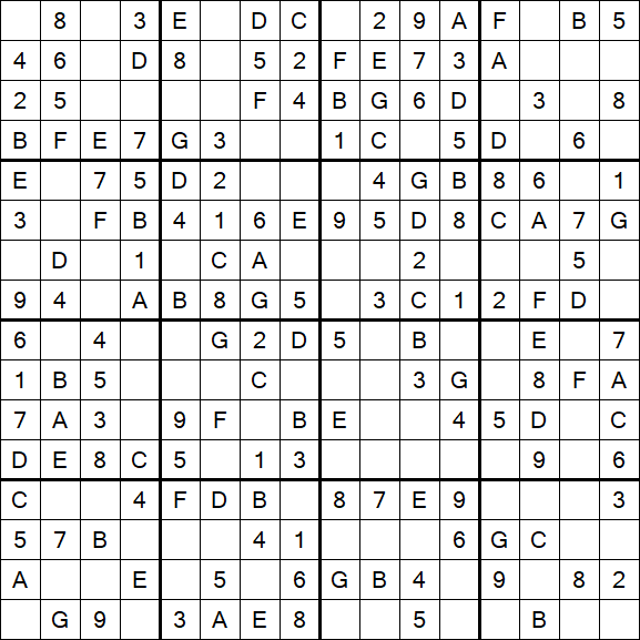 Sudoku 16x16 - Easy