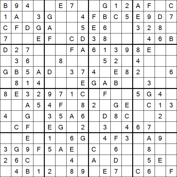 Sudoku 16x16 - Easy