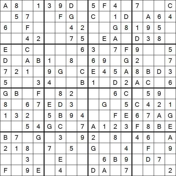 Sudoku 16x16 - Easy