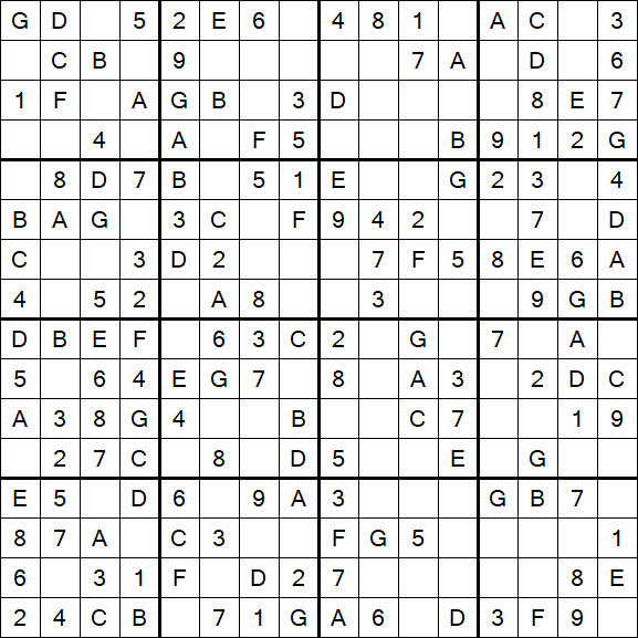 Sudoku 16x16 - Easy