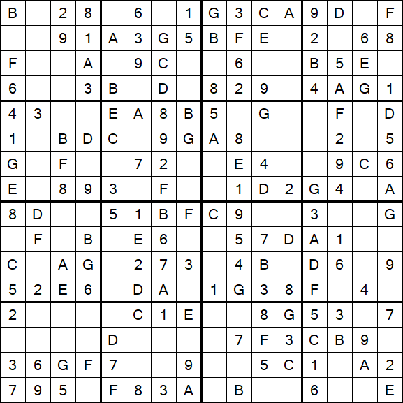 Sudoku 16x16 - Einfach
