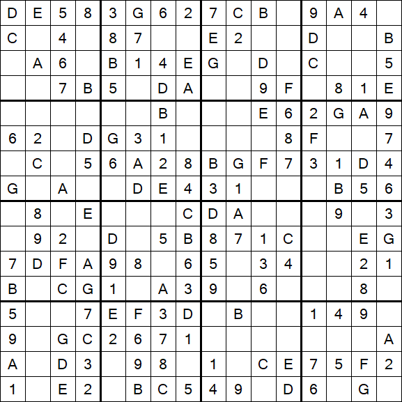 Sudoku 16x16 - Einfach