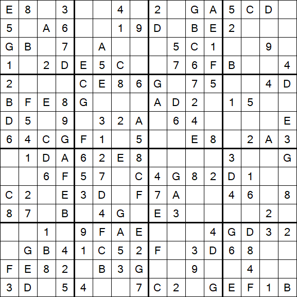 Sudoku 16x16 - Einfach