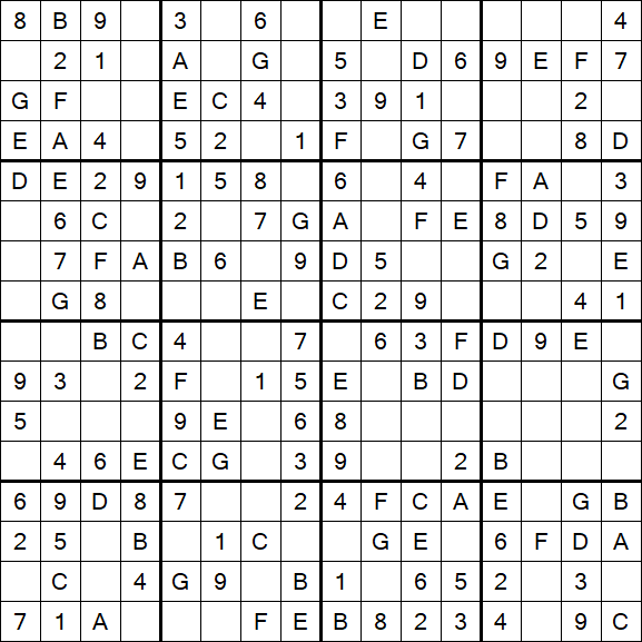 Sudoku 16x16 - Easy