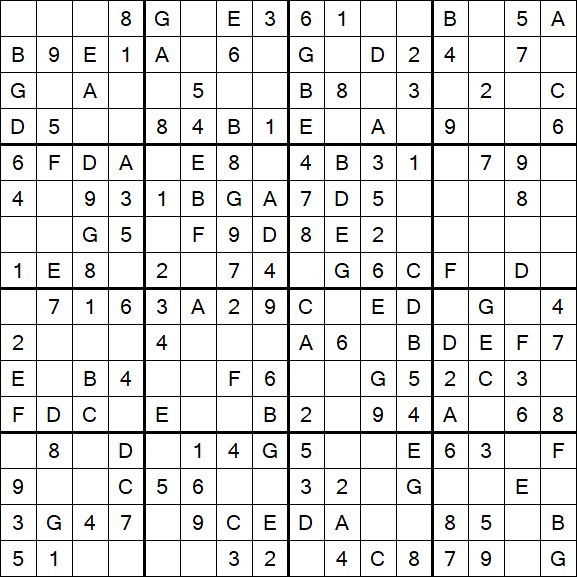 Sudoku 16x16 - Easy