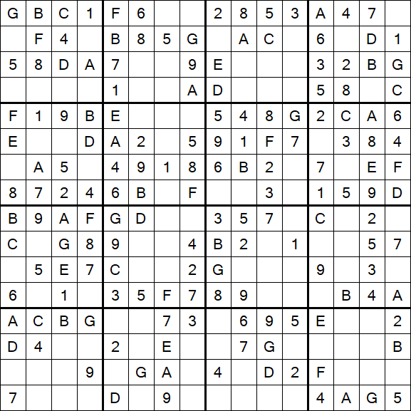Sudoku 16x16 - Easy
