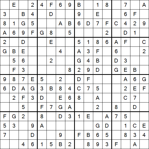 Sudoku 16x16 - Easy