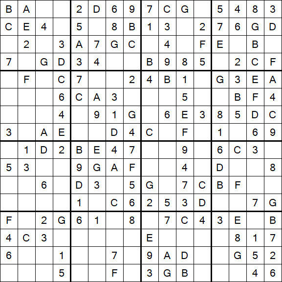 Sudoku 16x16 - Easy