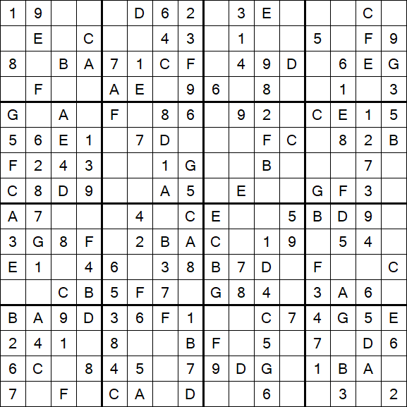 Sudoku 16x16 - Easy