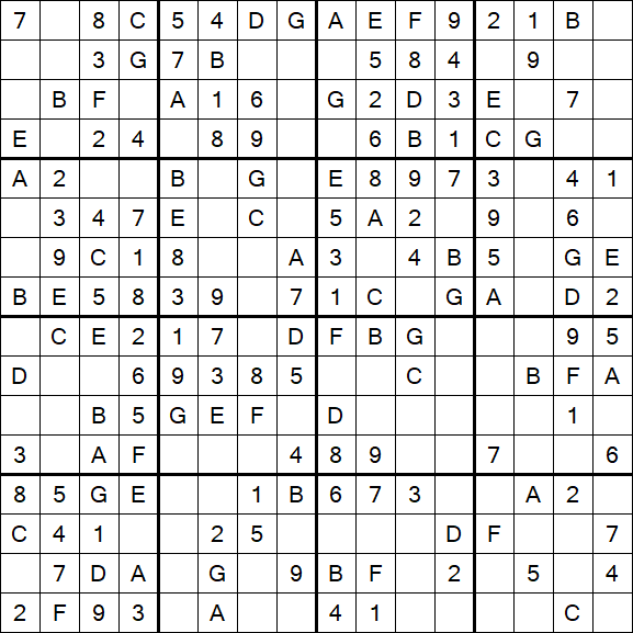 Sudoku 16x16 - Easy