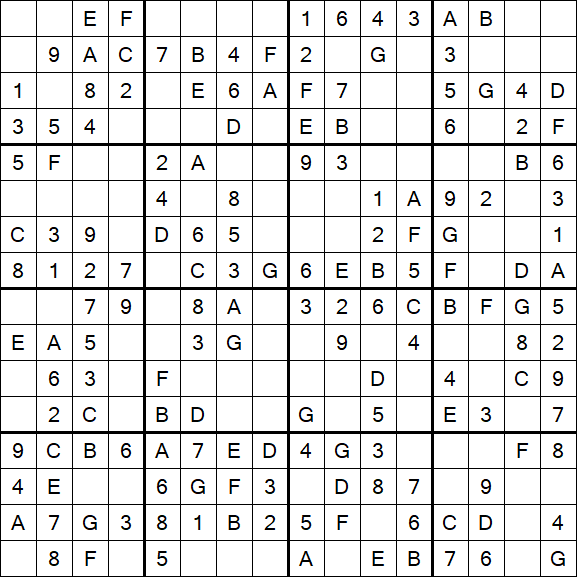 Sudoku 16x16 - Easy