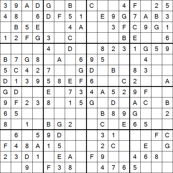 Sudoku 16x16 - Easy