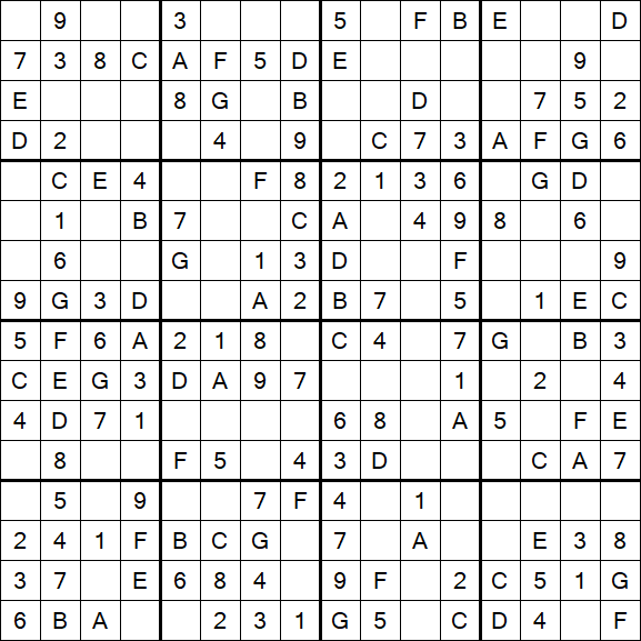 Sudoku 16x16 - Easy