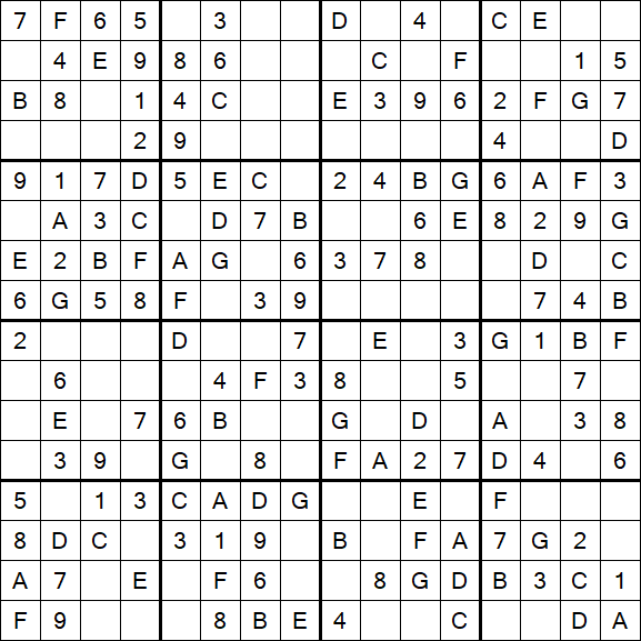 Sudoku 16x16 - Easy