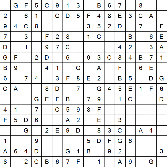 Sudoku 16x16 - Easy