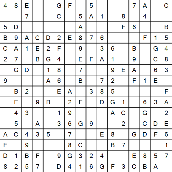 Sudoku 16x16 - Easy