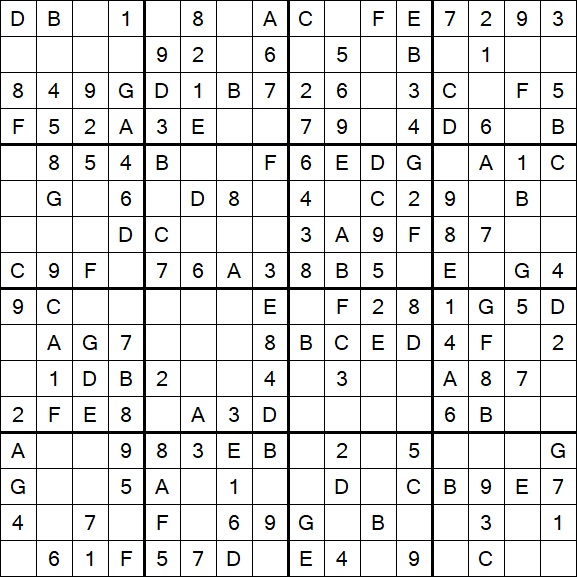 Sudoku 16x16 - Easy