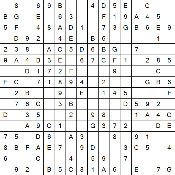 Sudoku 16x16 - Easy