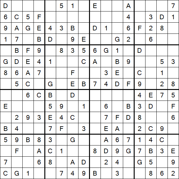 Sudoku 16x16 - Easy