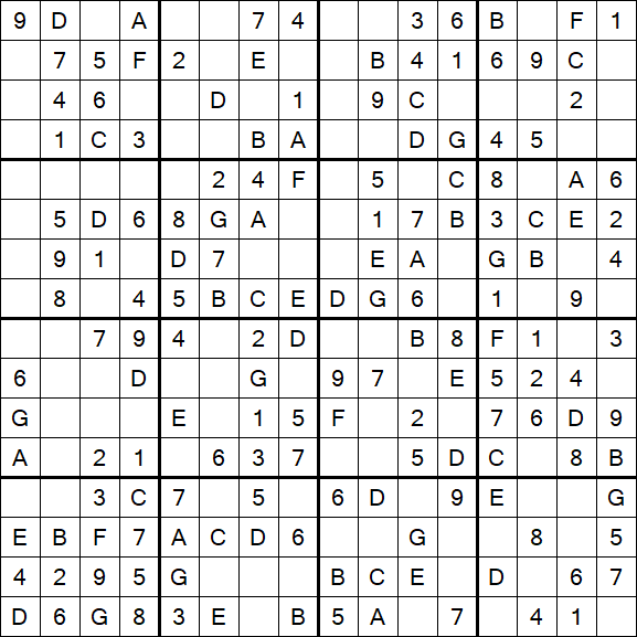 Sudoku 16x16 - Easy