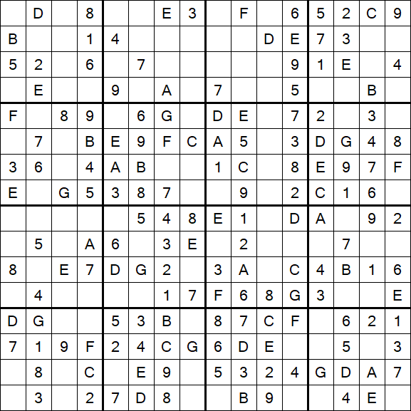 Sudoku 16x16 - Easy