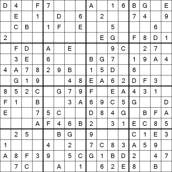 Sudoku 16x16 - Easy