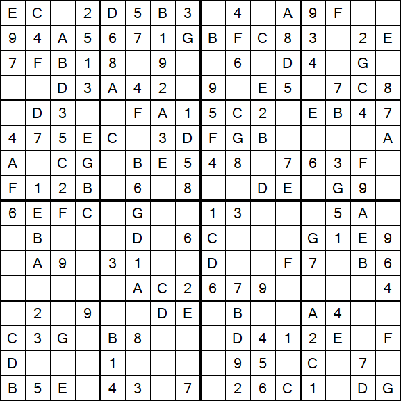 Sudoku 16x16 - Easy