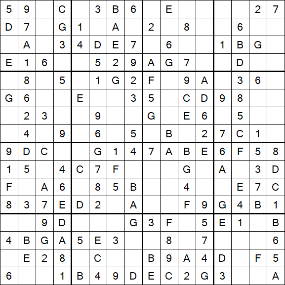 Sudoku 16x16 - Easy