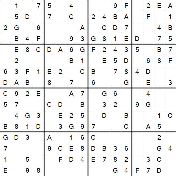 Sudoku 16x16 - Easy