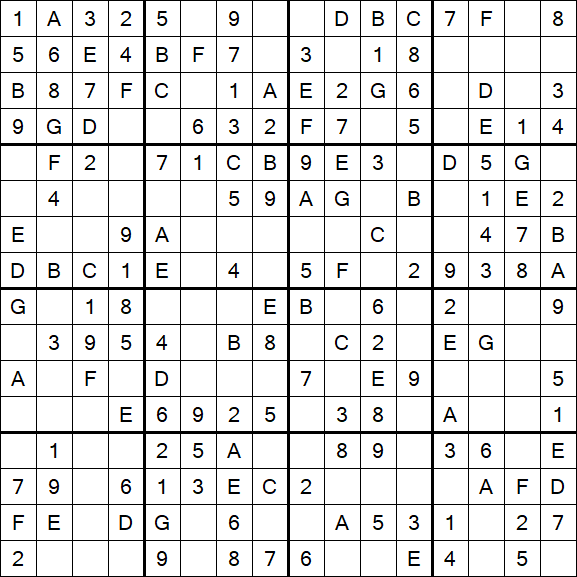 Sudoku 16x16 - Easy