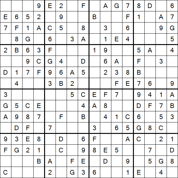 Sudoku 16x16 - Easy